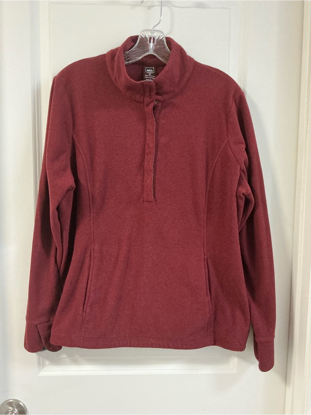 REI Co opWomen's XL Fleece Snap Pullover Sweater in Burgundy Maroon Heathered
